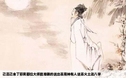 己丑己未丁卯男那位大师能准确的说出喜用神有人说喜火土这八字
