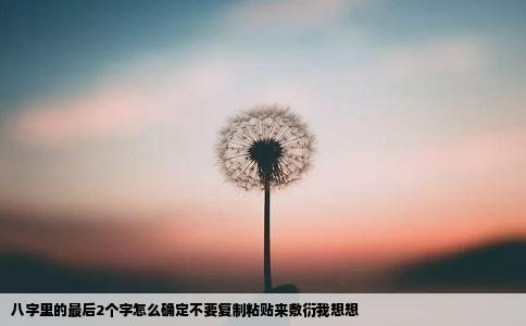 八字里的最后2个字怎么确定不要复制粘贴来敷衍我想想