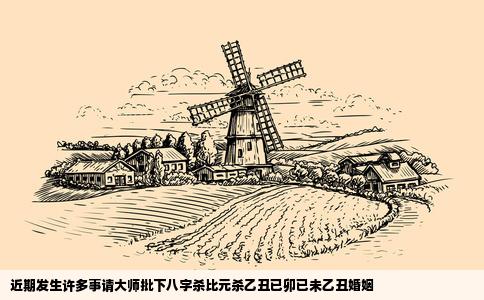 近期发生许多事请大师批下八字杀比元杀乙丑已卯已未乙丑婚姻