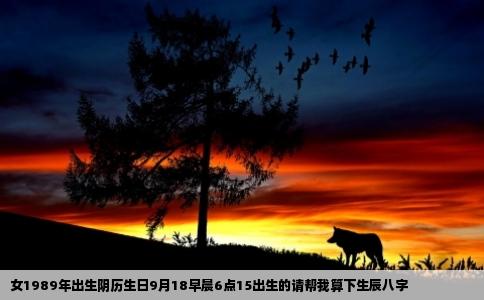 女1989年出生阴历生日9月18早晨6点15出生的请帮我算下生辰八字