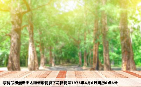 求算命格最近不太顺谁帮我算下命格我是1975年6月6日阴历6点6分