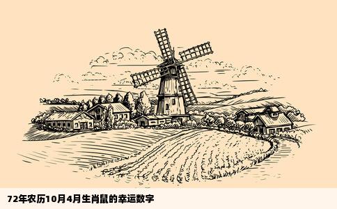72年农历10月4月生肖鼠的幸运数字