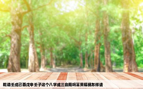 乾造壬戍己酉戊申壬子这个八字成三会局吗富贵福祸怎样请