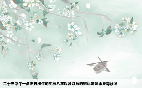 二十三中午一点左右出生的生辰八字以及以后的财运婚姻事业等状况