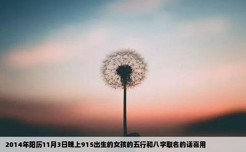 2014年阳历11月3日晚上915出生的女孩的五行和八字取名的话喜用