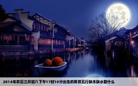 2014年农历三月初八下午17时10分出生的男孩五行缺木缺水取什么