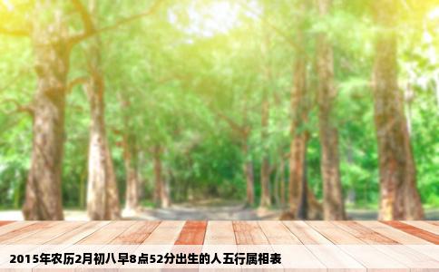 2015年农历2月初八早8点52分出生的人五行属相表