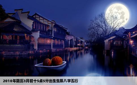 2010年阴历3月初十5点5分出生生辰八字五行