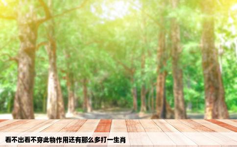 看不出看不穿此物作用还有那么多打一生肖