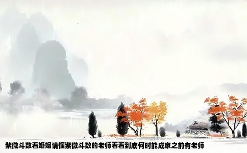 紫微斗数看婚姻请懂紫微斗数的老师看看到底何时能成家之前有老师